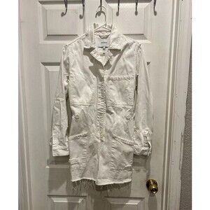 Pistola Freda White Denim Long Sleeve Button Front Romper Women’s Sz Small‎